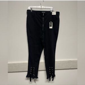 NWT $88 EXPRESS LACE UP SKINNY JEANS 16